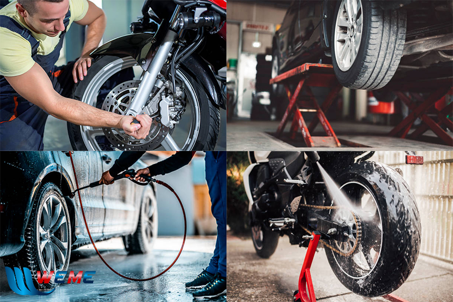 Hoạt động rửa xe, sửa xe tại các gara Hoạt động rửa xe, sửa xe tại các gara