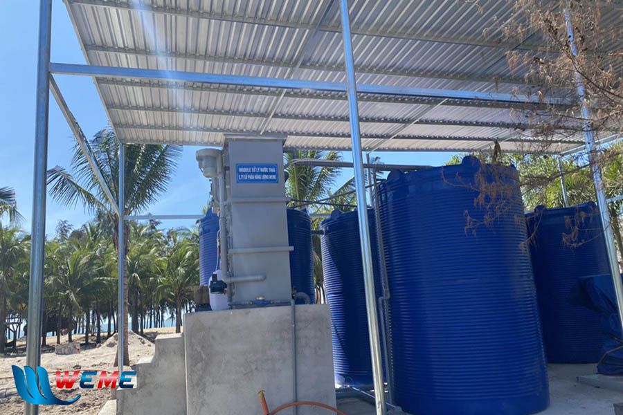 Hình ảnh hệ thống xử lý nước thải công suất 30m3 của dự án Khải Minh sau khi hoàn thành lắp đặt