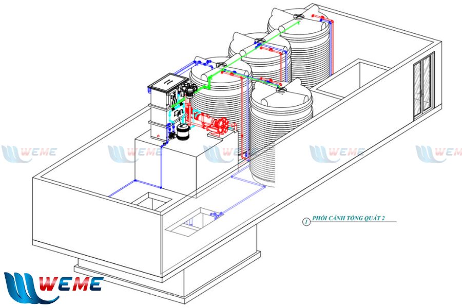 Sơ đồ bản vẽ module xử lý nước thải sinh hoạt