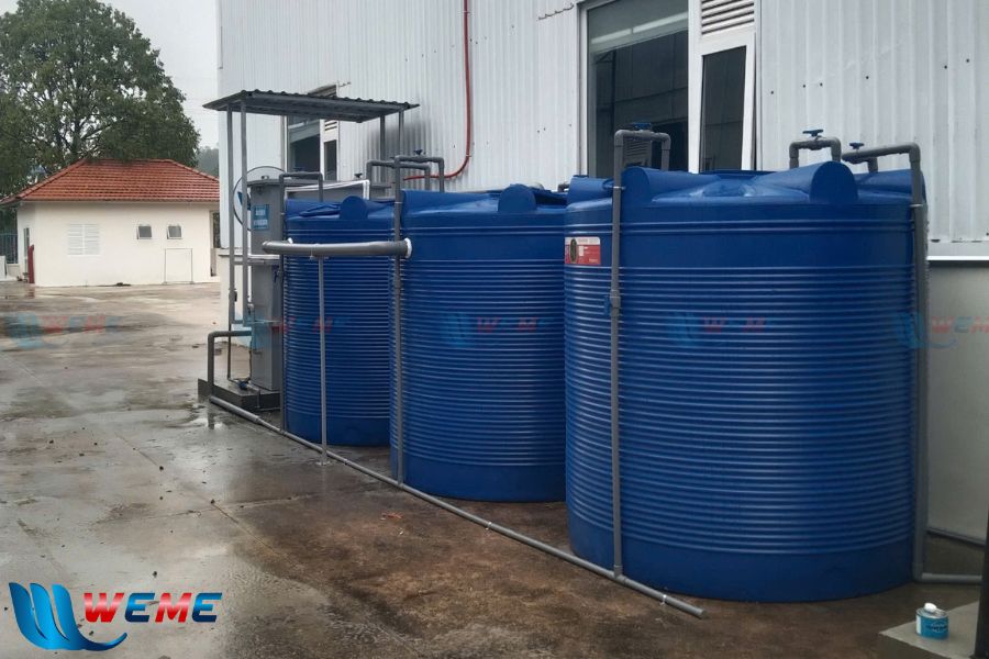 Hình ảnh module xử lý nước thải sinh hoạt được lắp đặt cùng 3 bể xử lý