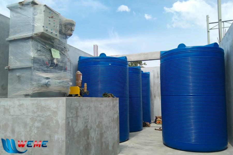 Bể chứa nước thải và module MBR được tập kết hoàn thiện tại công trình dự án Bể chứa nước thải và module MBR được tập kết hoàn thiện tại công trình dự án