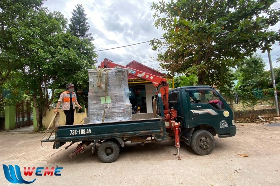 Quá trình vận chuyển module xử lý nước thải đến công trình