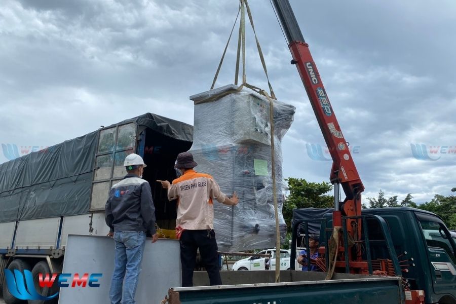 Vận chuyển module xử lý nước thải đến công trình