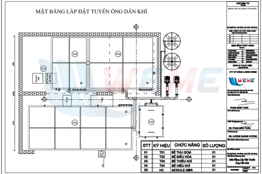 Mặt bằng hệ thống xử lý nước thải bệnh viện Tâm Phúc