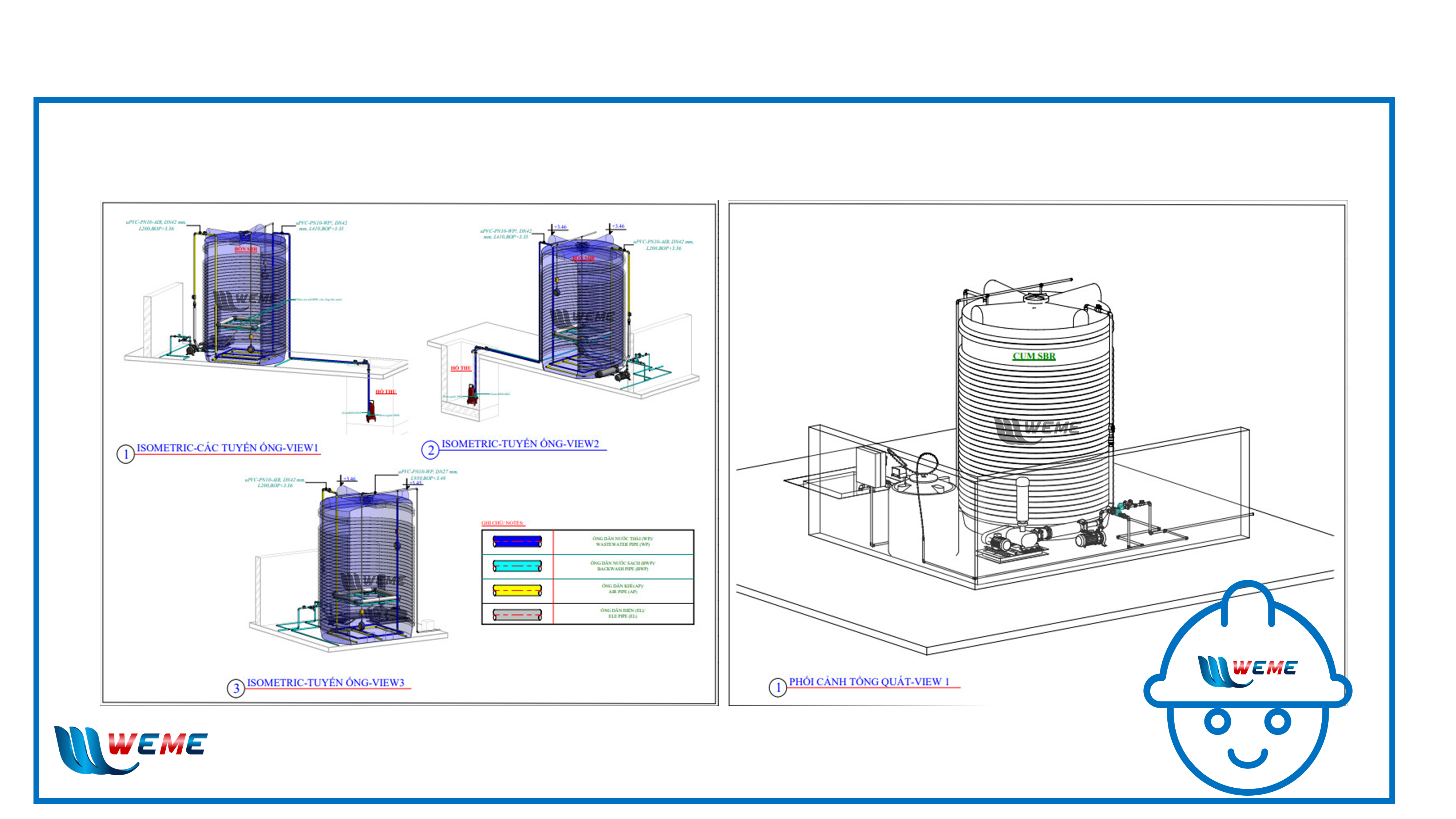 Bản vẽ hệ thống công nghệ xử lý nước thải sinh hoạt sbr