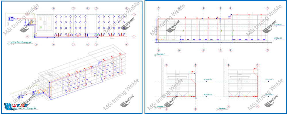 Bản vẽ hệ thống xử lý nước thải sinh hoạt công suất 120m3/ngày,đêm