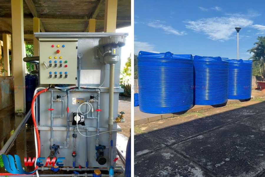Tủ điện và các bồn xử lý được đưa đến công trình