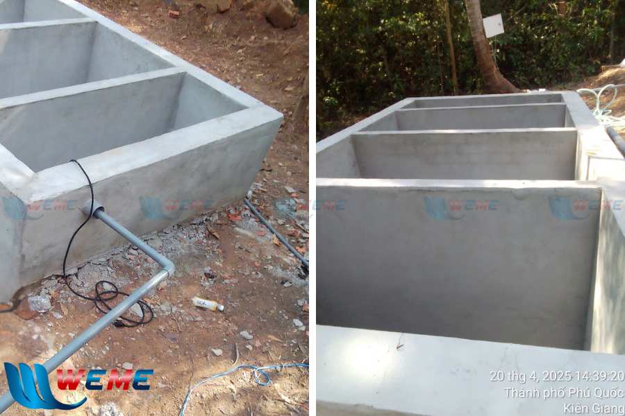Các bể xử lý được xây dựng