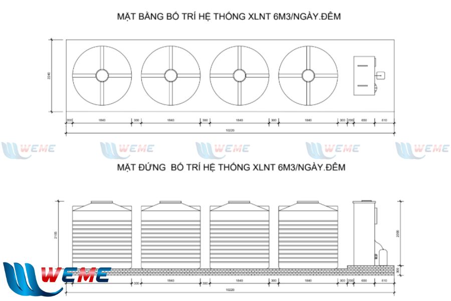 Hình ảnh mặt bằng bố trí hệ thống xử lý nước thải