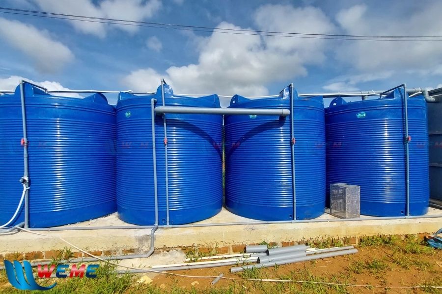 Các bể chứa của hệ thống xử lý nước thải Thôn Cợp
