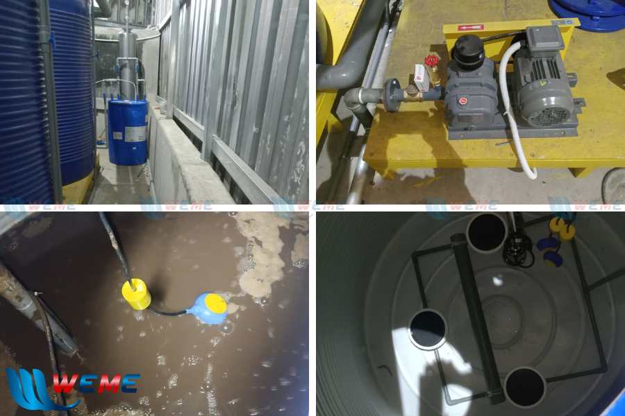 Một số thành phần của hệ thống xử lý nước thải được ghi lại