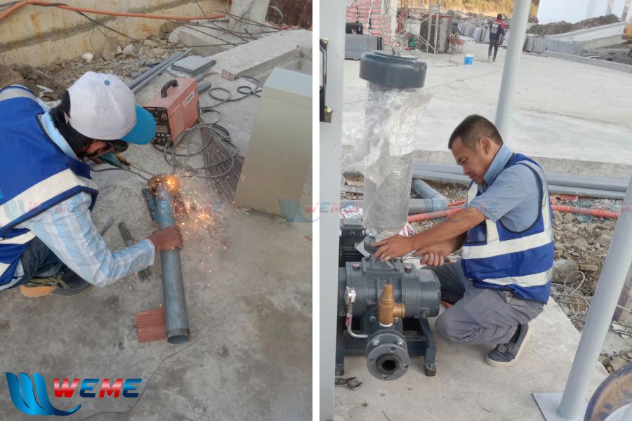 Hình ảnh đội thi công đang làm việc