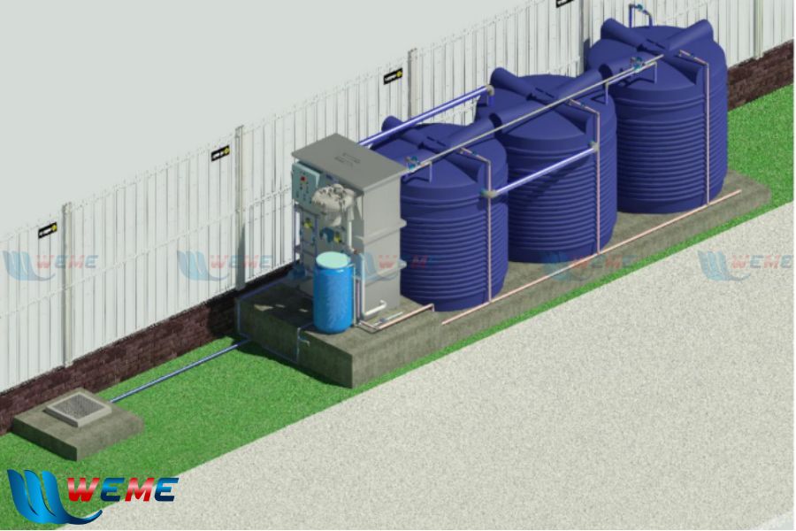 Hình ảnh sơ đồ công nghệ xử lý nước thải mô phỏng bằng 3D