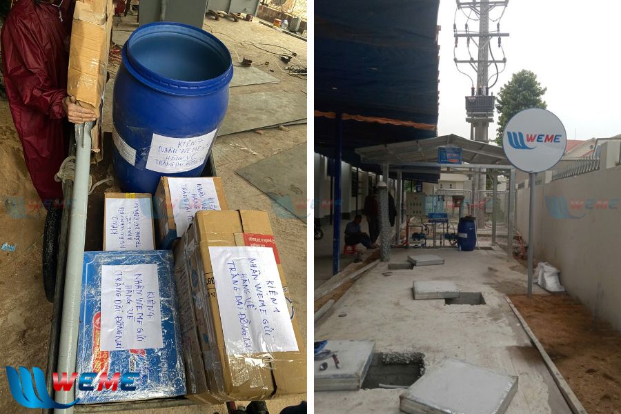Hình ảnh tập hợp vật tư và tiến hành quá trình thi công