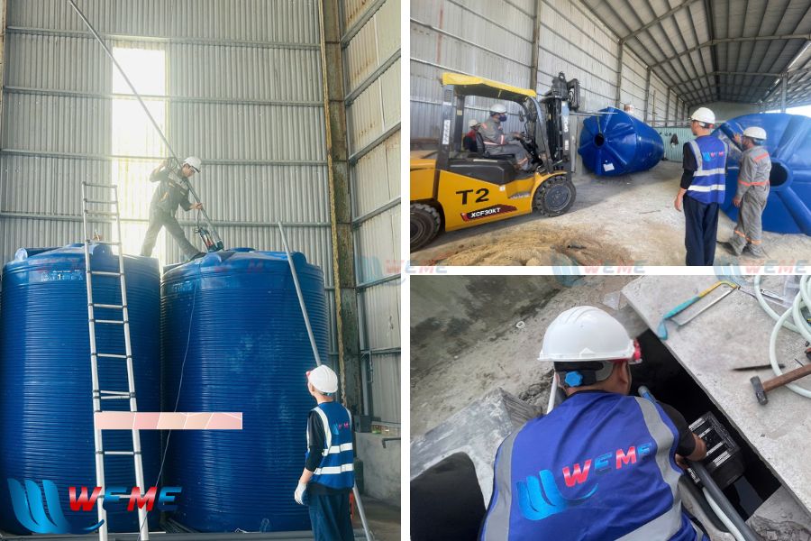 Hình ảnh WeMe thi công hệ thống xử lý nước thải Hoằng Tiệp